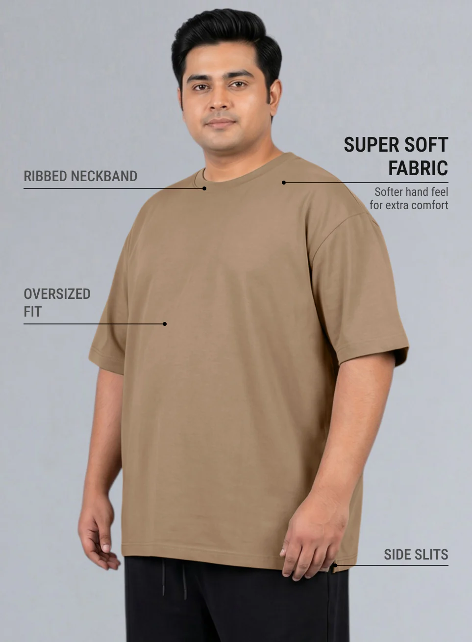 Men's Beige One More Rep Graphic Plus Size Oversized Fit T-shirt - Image 5