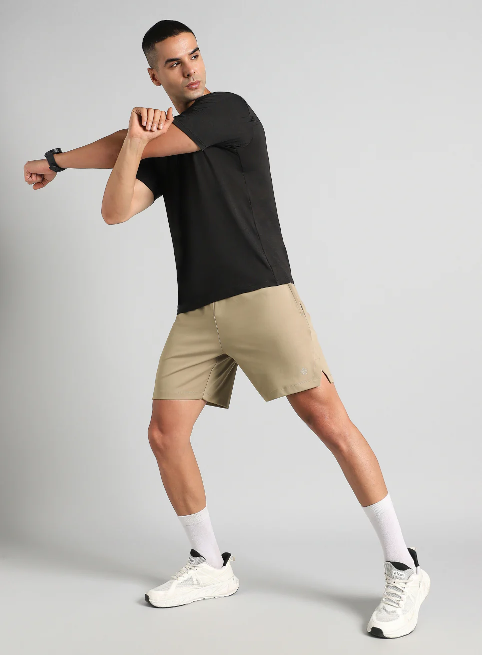Men's Beige Pace Up Running Shorts - Image 2