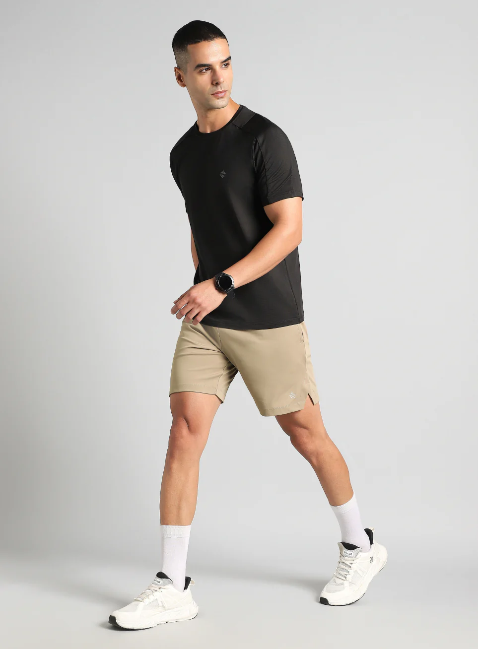 Men's Beige Pace Up Running Shorts - Image 3