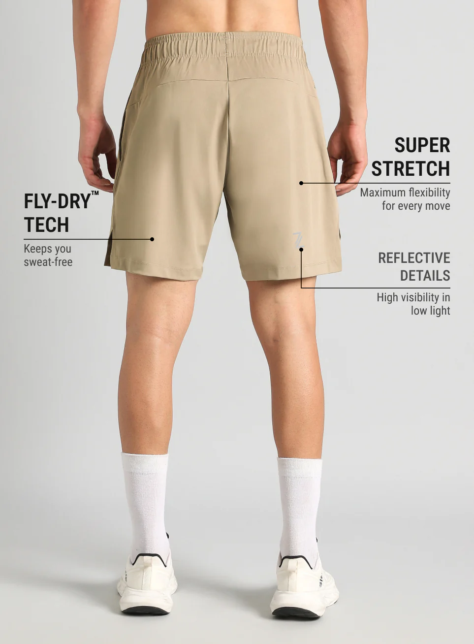 Men's Beige Pace Up Running Shorts - Image 6