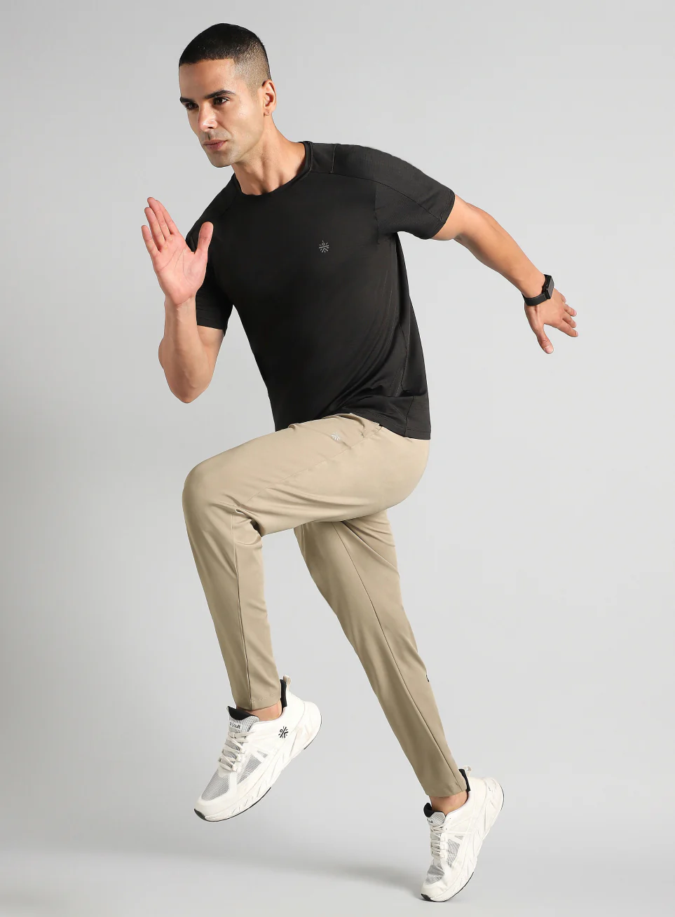 Men's Beige Runner's In Motion Graphic Trackpants - Image 3