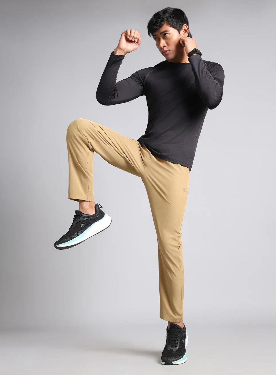 Men's Beige Running Essential Trackpants - Image 2