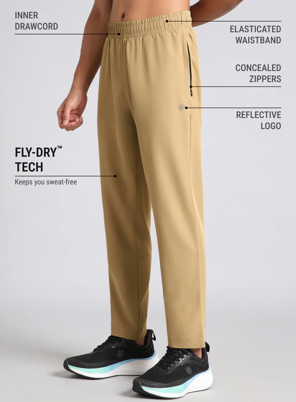 Men's Beige Running Essential Trackpants - Image 5