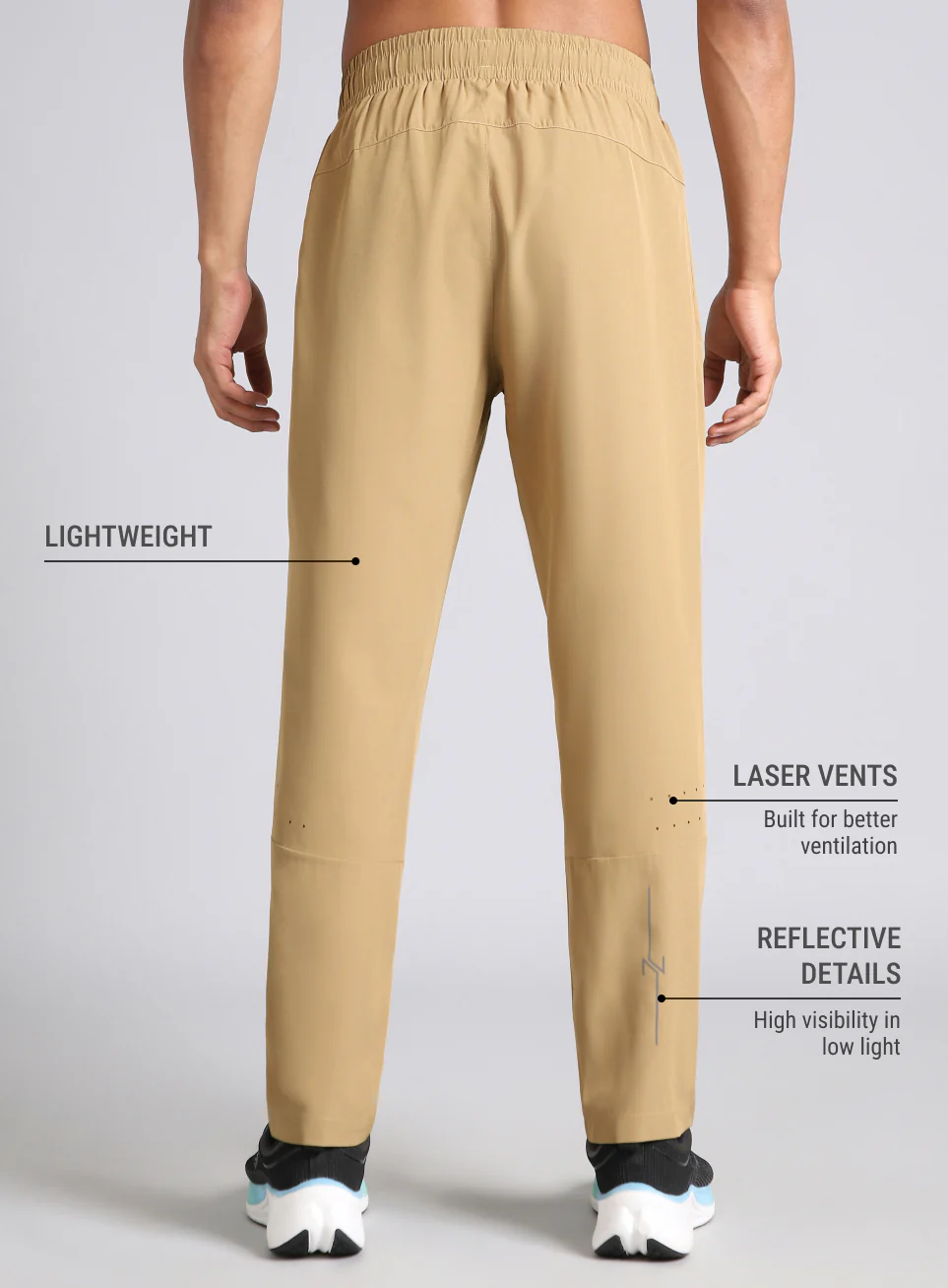 Men's Beige Running Essential Trackpants - Image 6