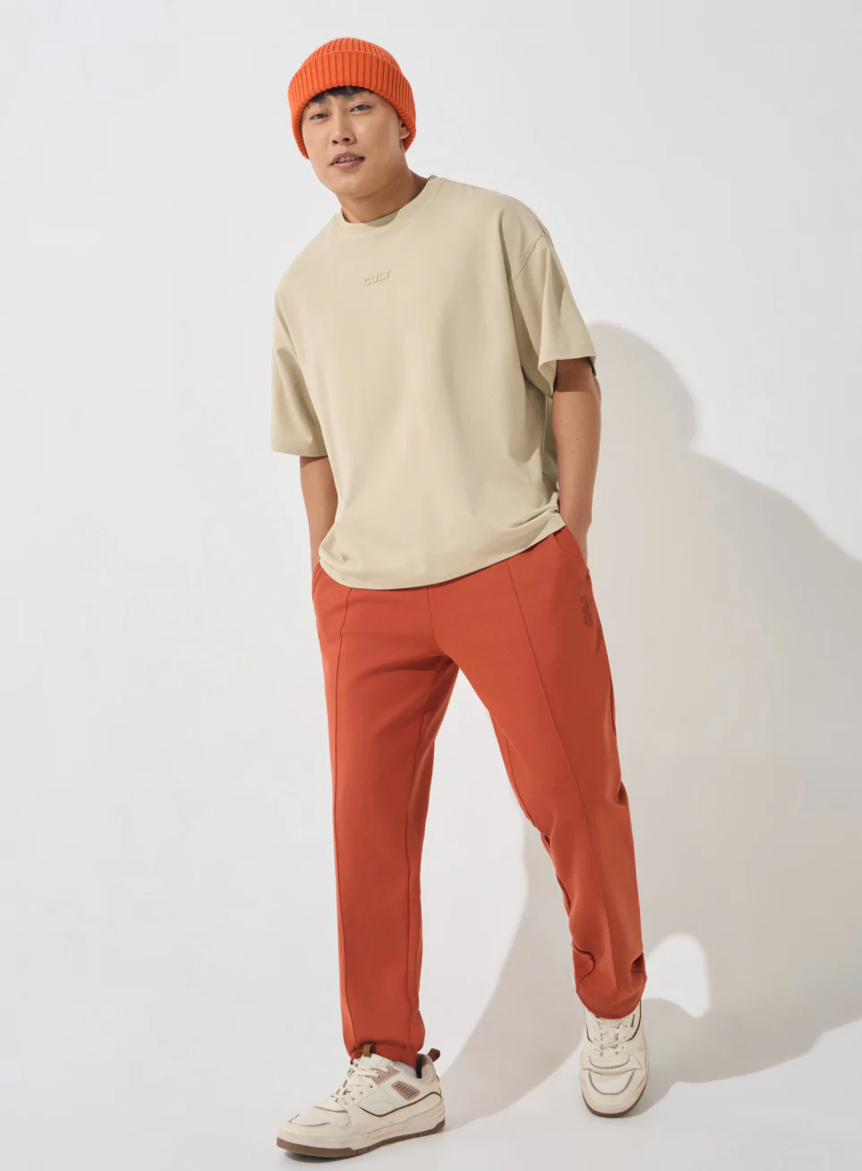 Men's Beige Soft Form Oversized T-shirt - Image 3