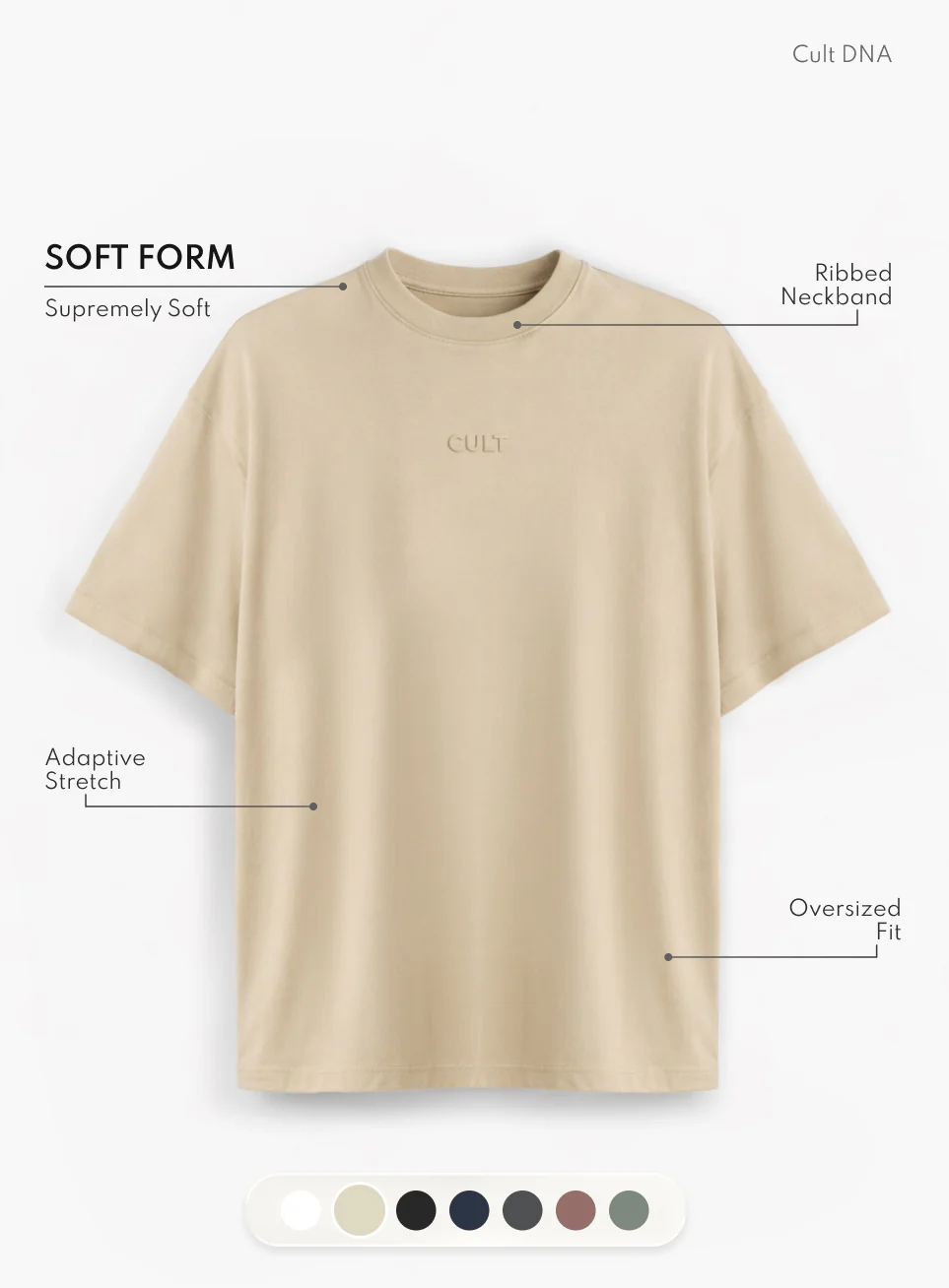Men's Beige Soft Form Oversized T-shirt - Image 4