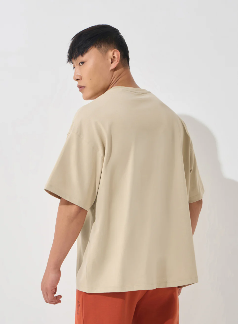 Men's Beige Soft Form Oversized T-shirt - Image 6