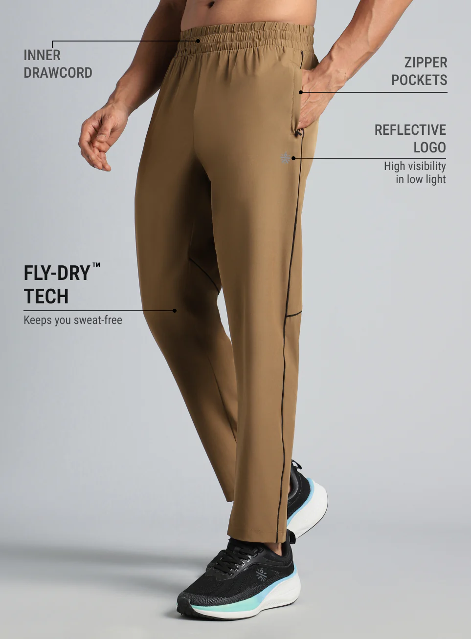 Men's Beige Speed Run Trackpants - Image 5
