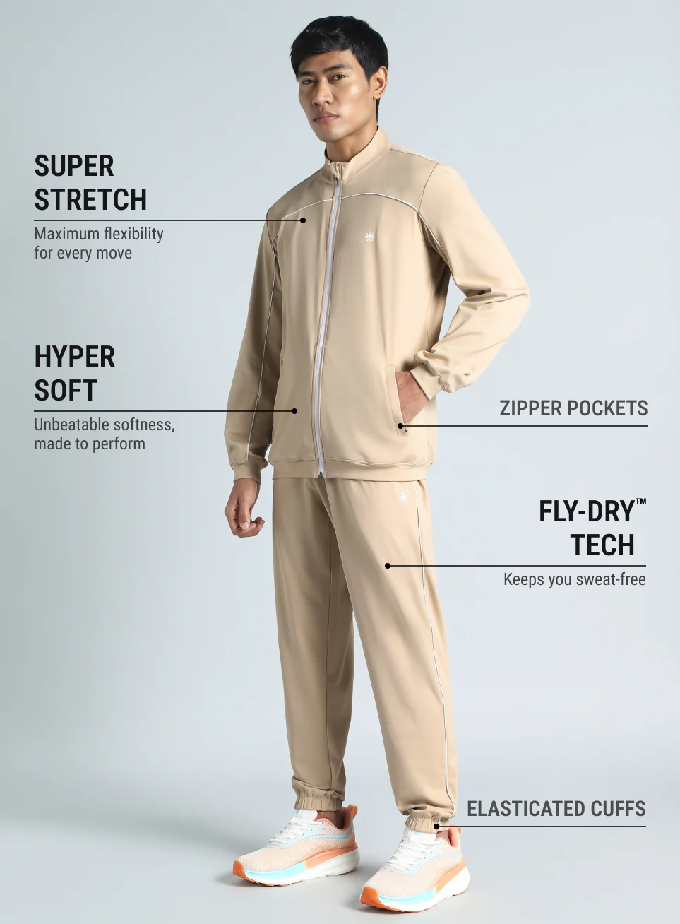Men's Beige Training All Format Tracksuit - Image 5