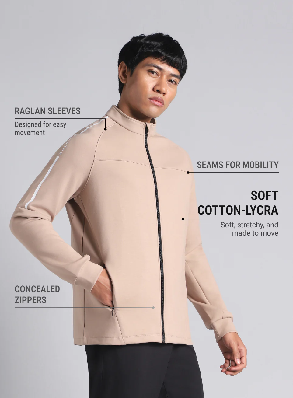 Men's Beige Training Essential Mid Layer Jacket - Image 5