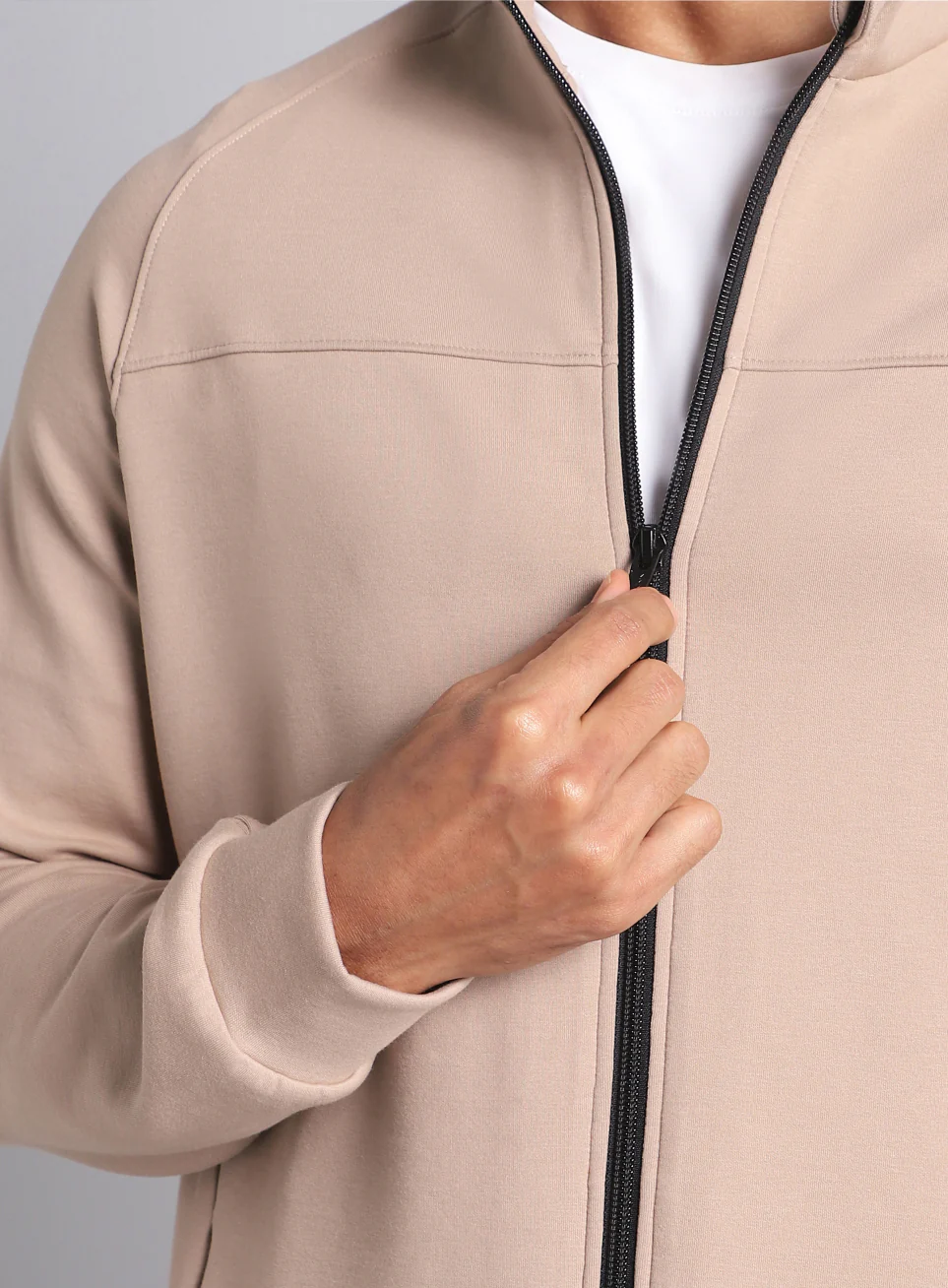 Men's Beige Training Essential Mid Layer Jacket - Image 8