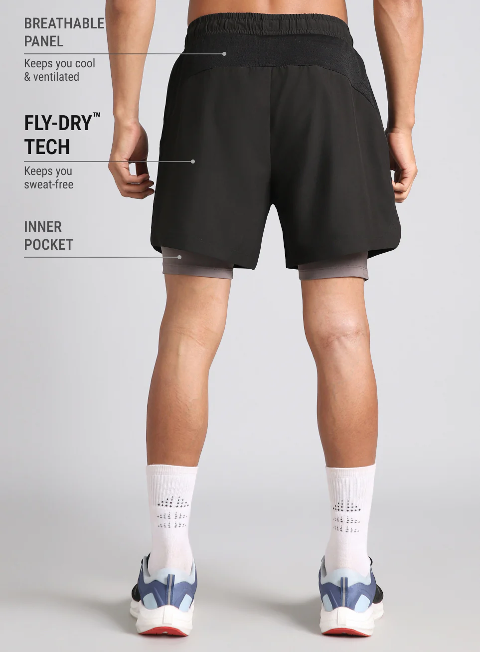 Men's Black 360 Degree Performance Shorts - Image 6