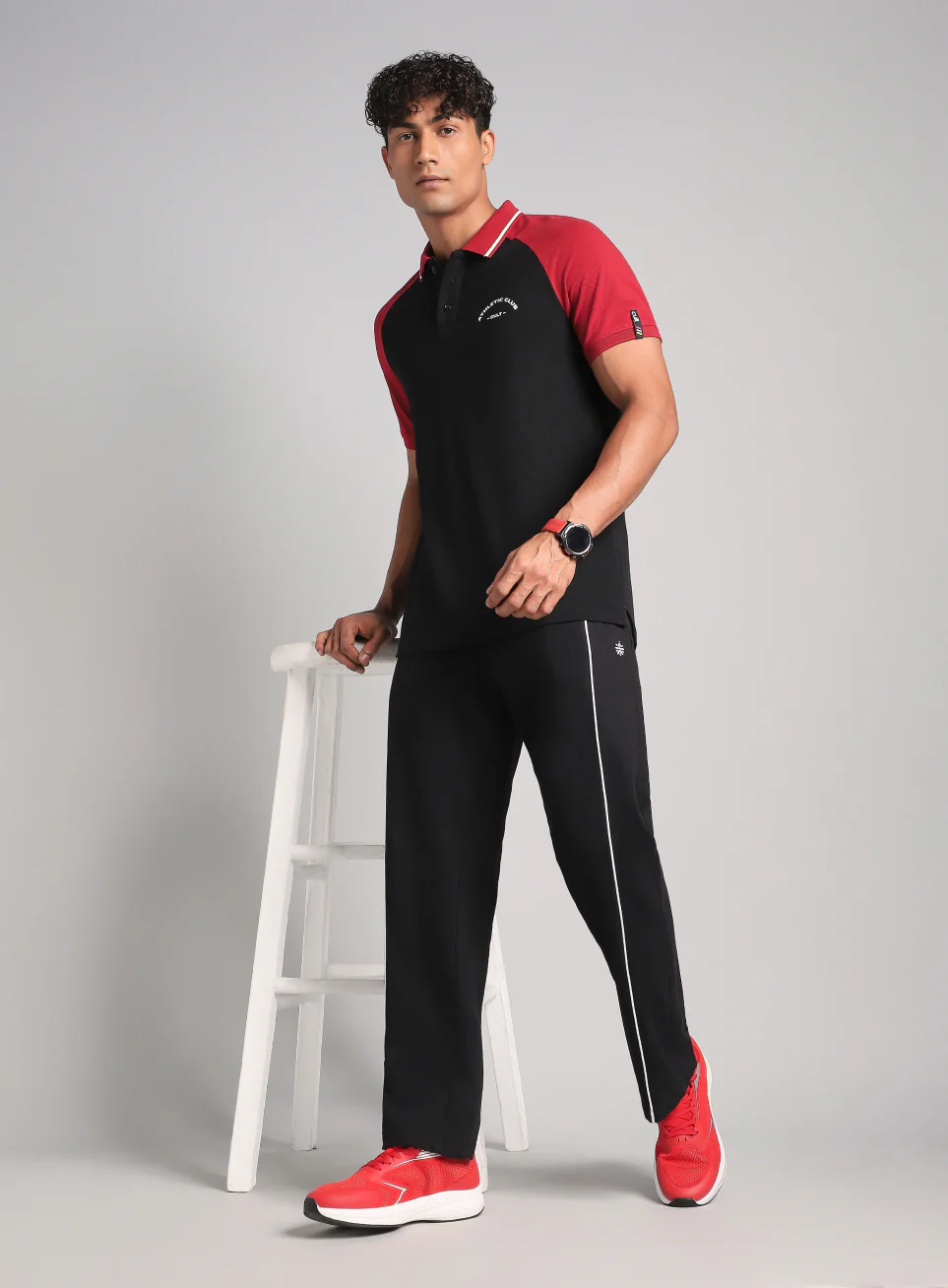 Men's Black Athletic Club Polo T-Shirt - Image 3
