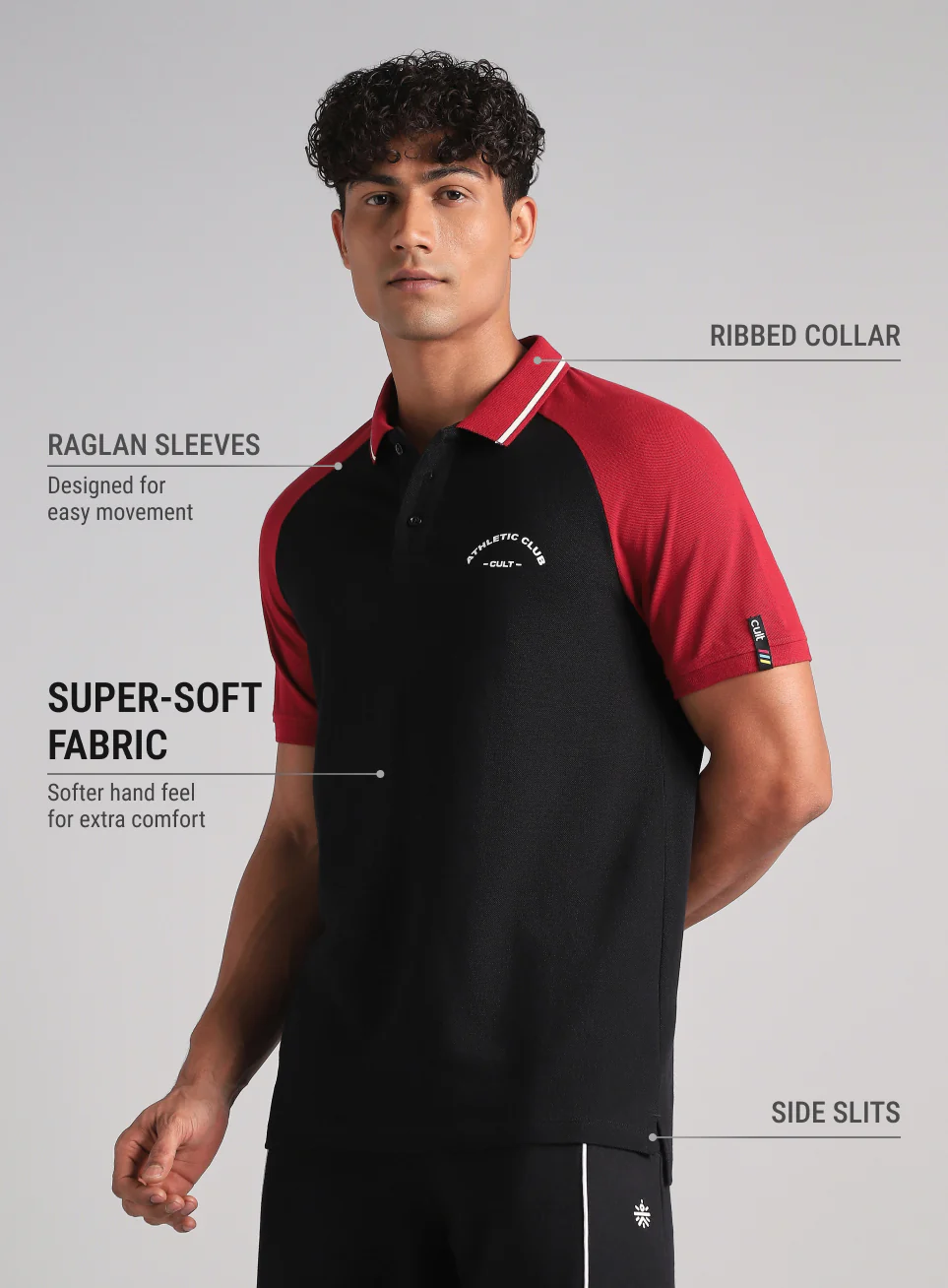 Men's Black Athletic Club Polo T-Shirt - Image 5