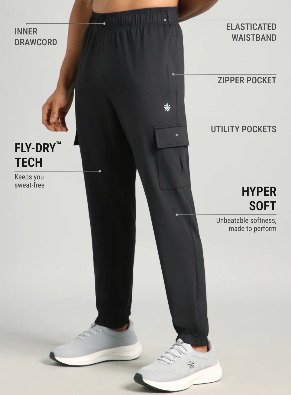 Men's Black Cargo Training Joggers - Image 5