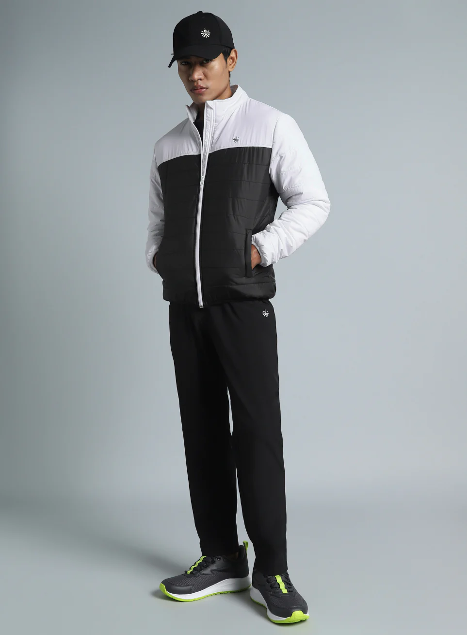 Men's Black Colorblock Puffer Jacket - Image 3