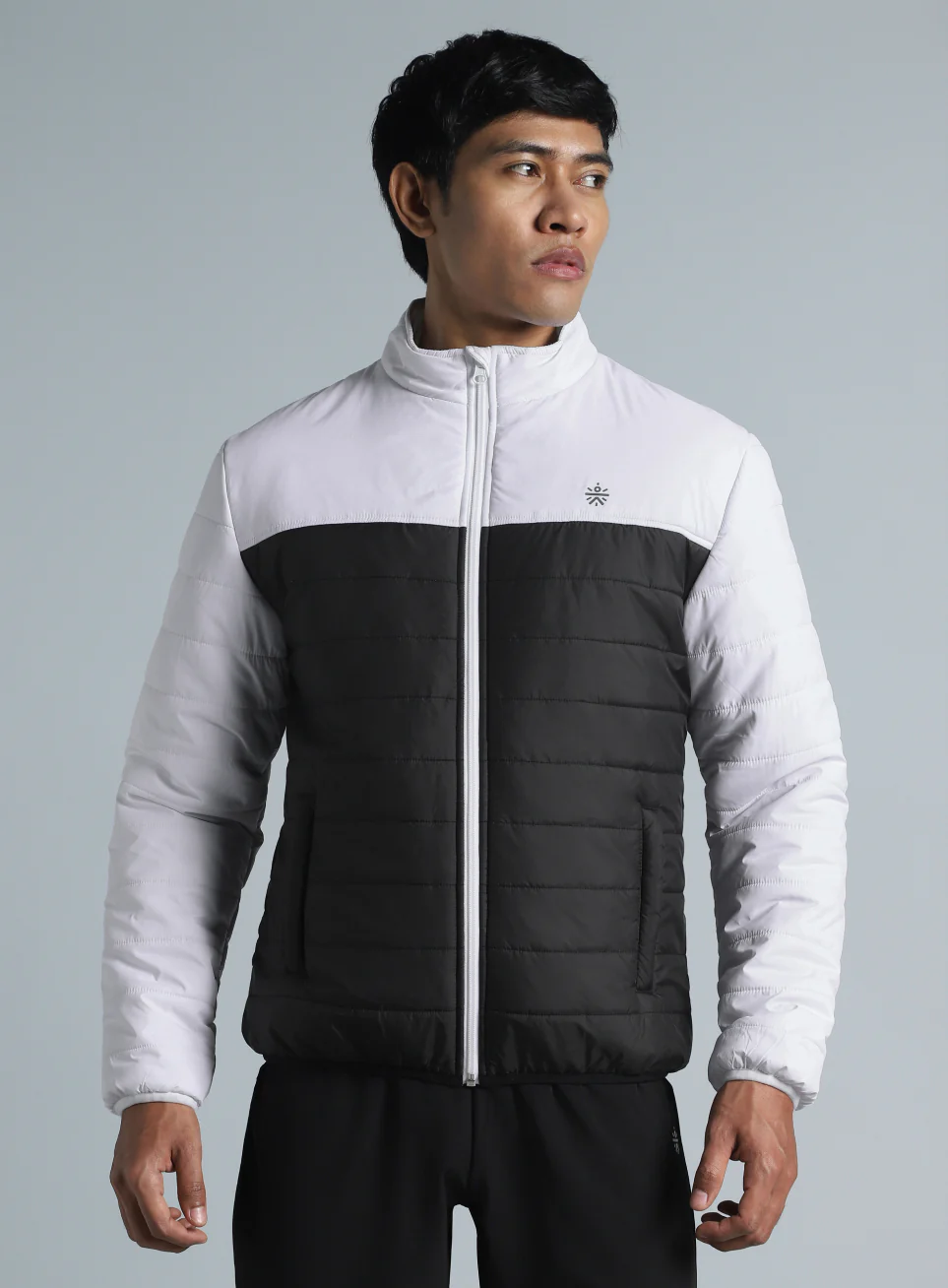 Men's Black Colorblock Puffer Jacket - Image 4
