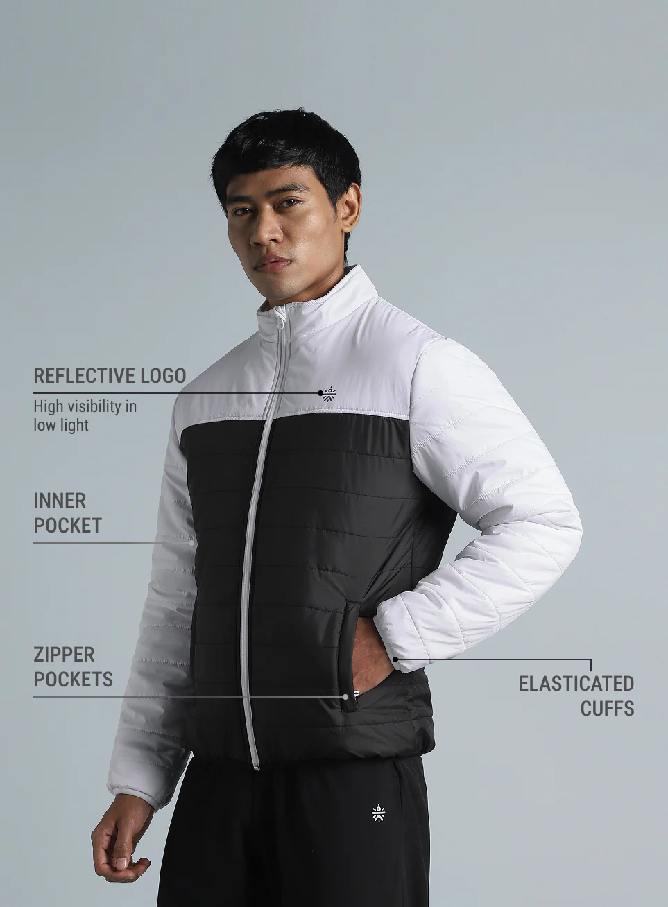 Men's Black Colorblock Puffer Jacket - Image 5