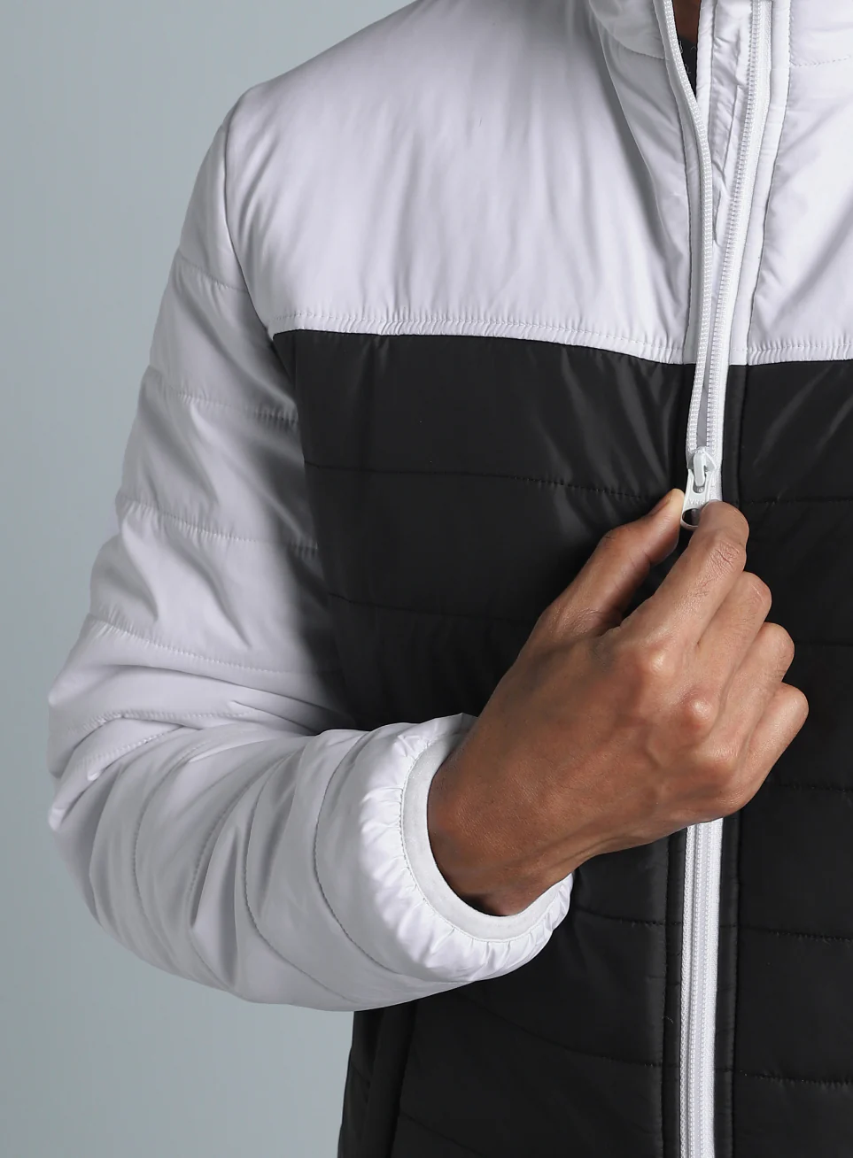 Men's Black Colorblock Puffer Jacket - Image 7