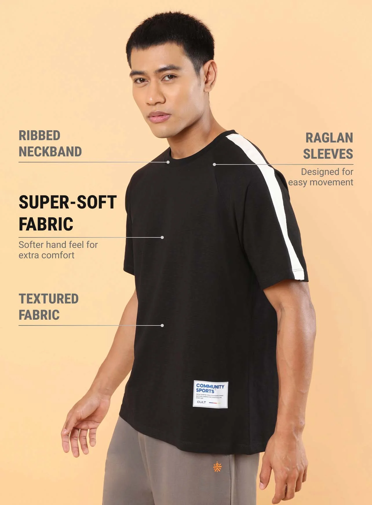 Men's Black Community Sports Relaxed fit T-shirt - Image 5