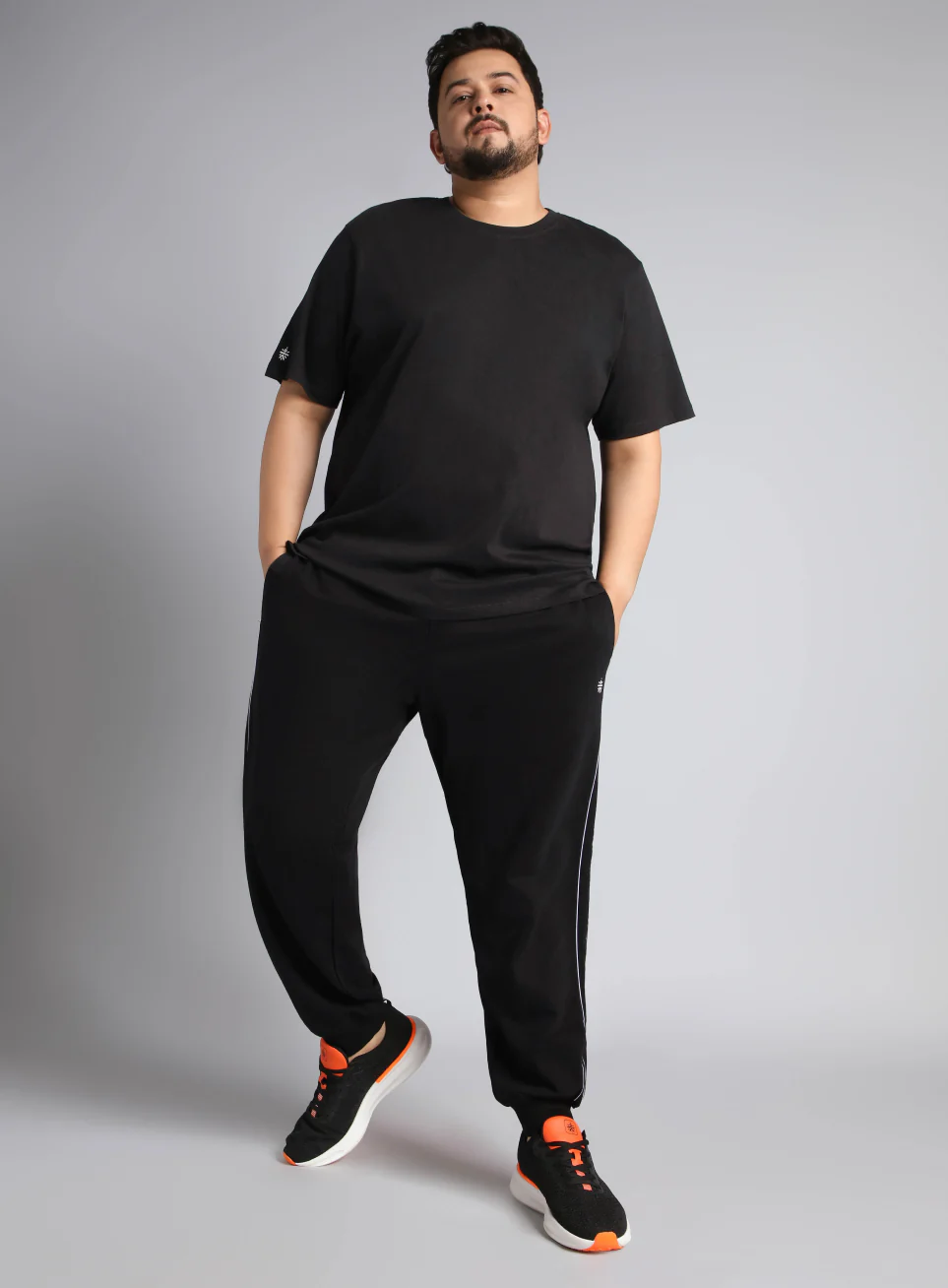 Men's Black Cotton Plus Size Everyday Regular Fit T-shirt - Image 2