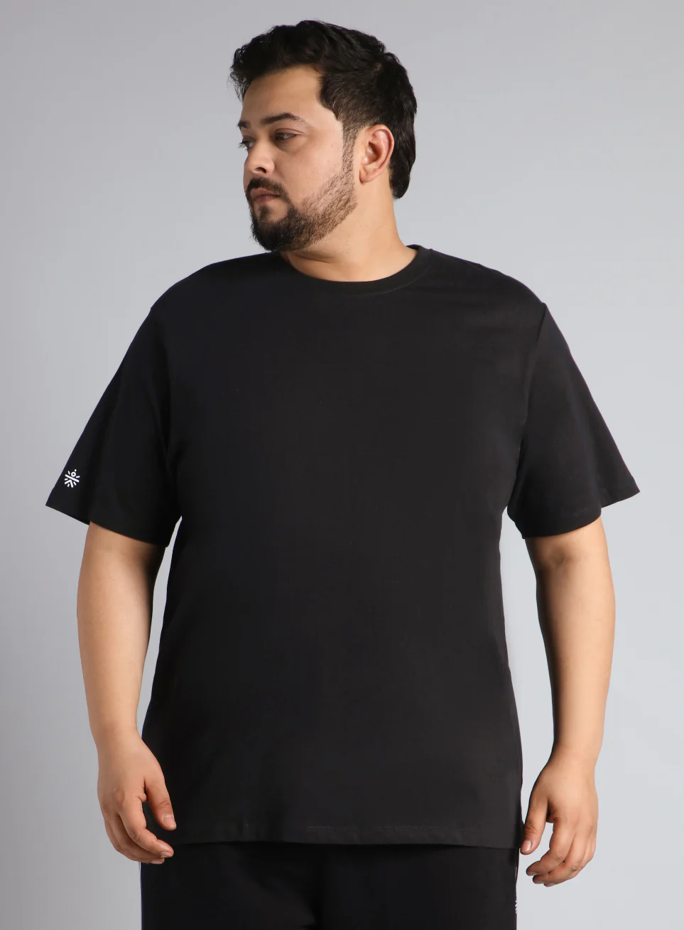 Men's Black Cotton Plus Size Everyday Regular Fit T-shirt - Image 4