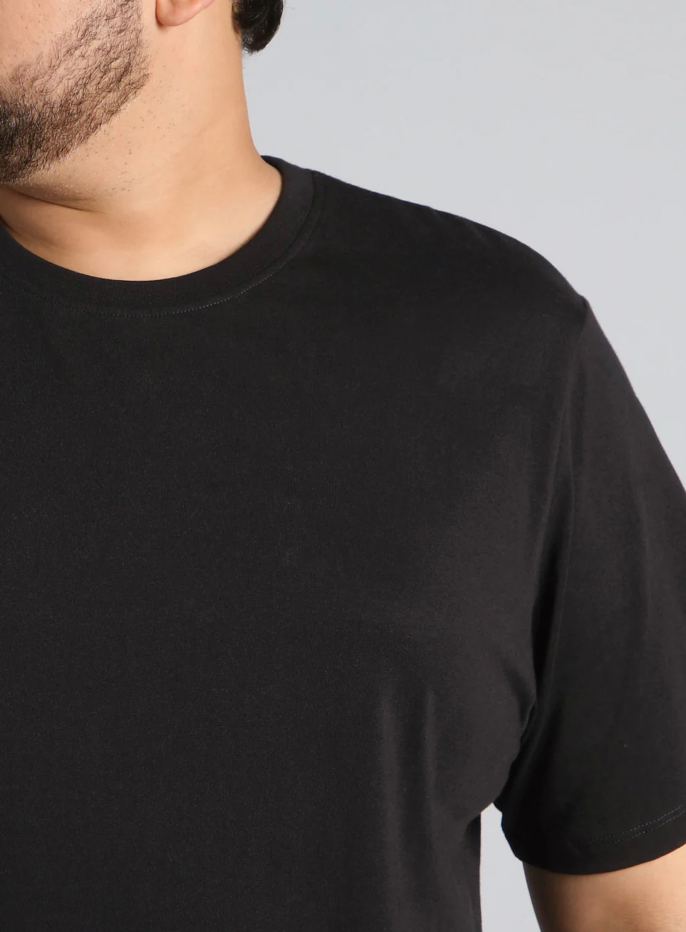Men's Black Cotton Plus Size Everyday Regular Fit T-shirt - Image 7