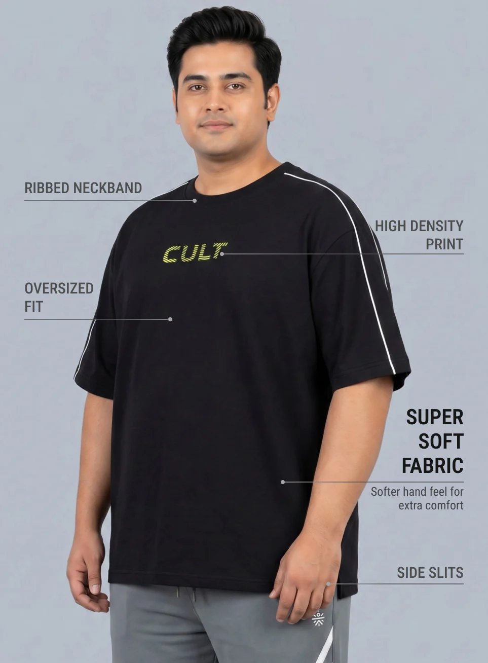 Men's Black Cult Brand Carrier Plus size Oversized Fit T-shirt - Image 5