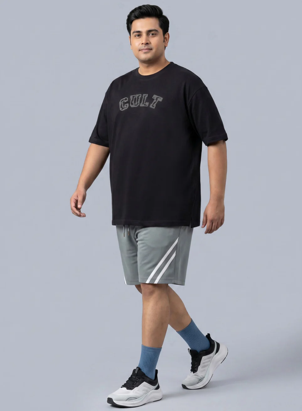 Men's Black Cult Branding Graphic Plus Size Relaxed T-shirt - Image 2