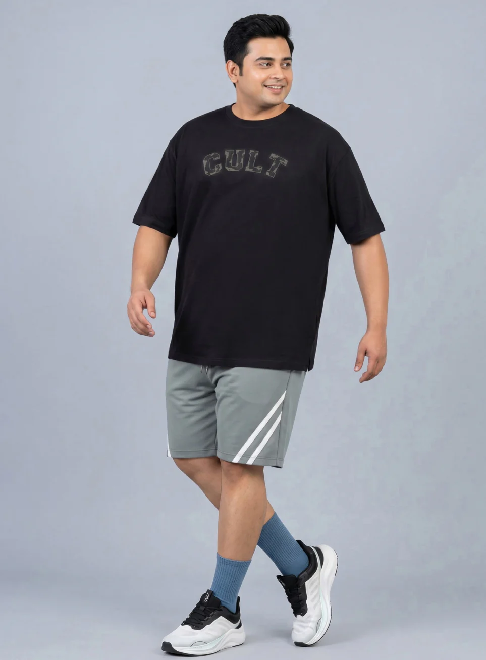 Men's Black Cult Branding Graphic Plus Size Relaxed T-shirt - Image 3
