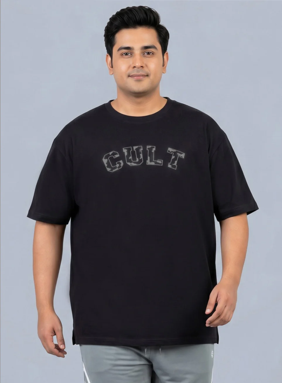 Men's Black Cult Branding Graphic Plus Size Relaxed T-shirt - Image 4