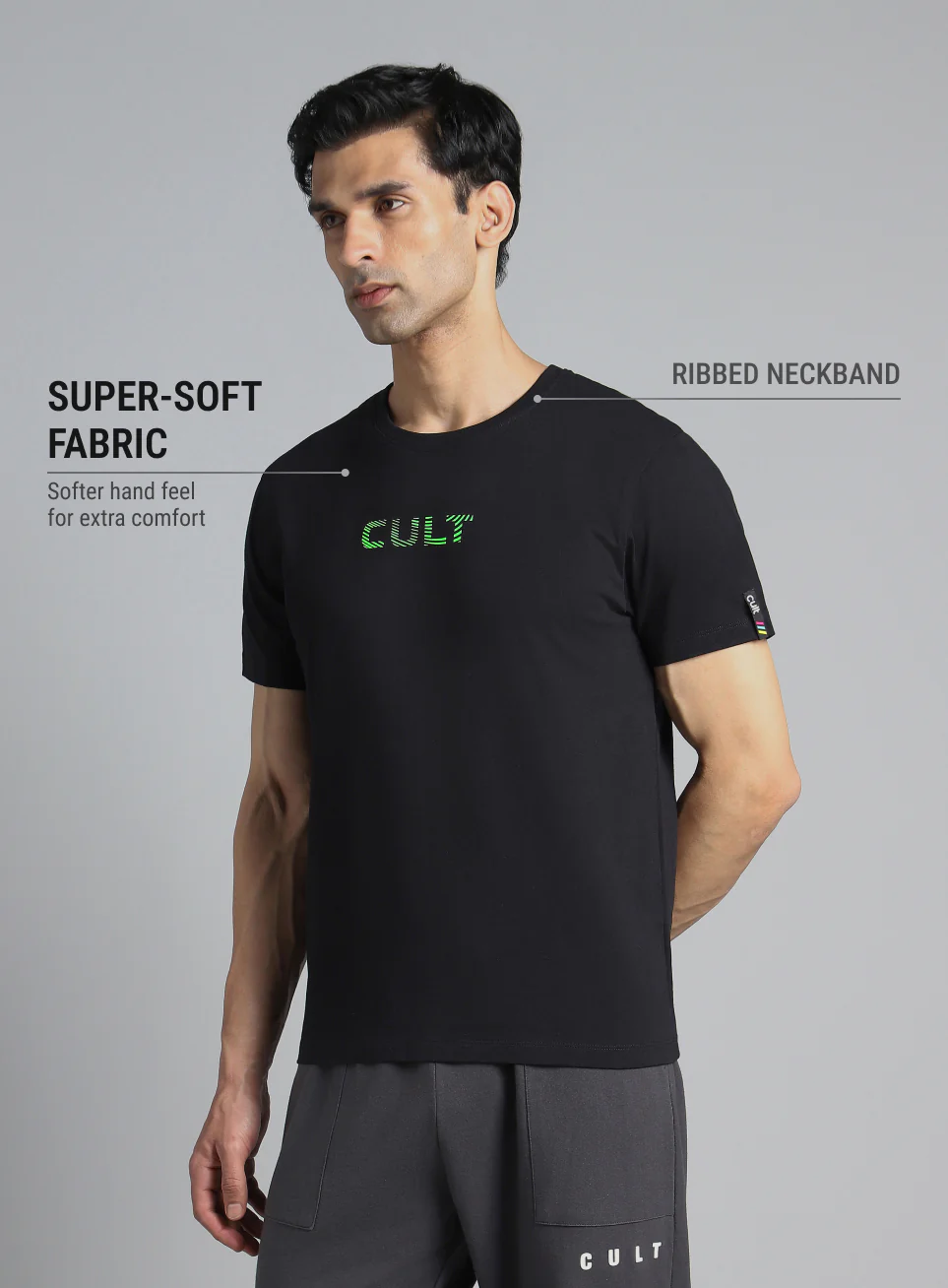 Men's Black Cult Branding Printed T-shirt - Image 5