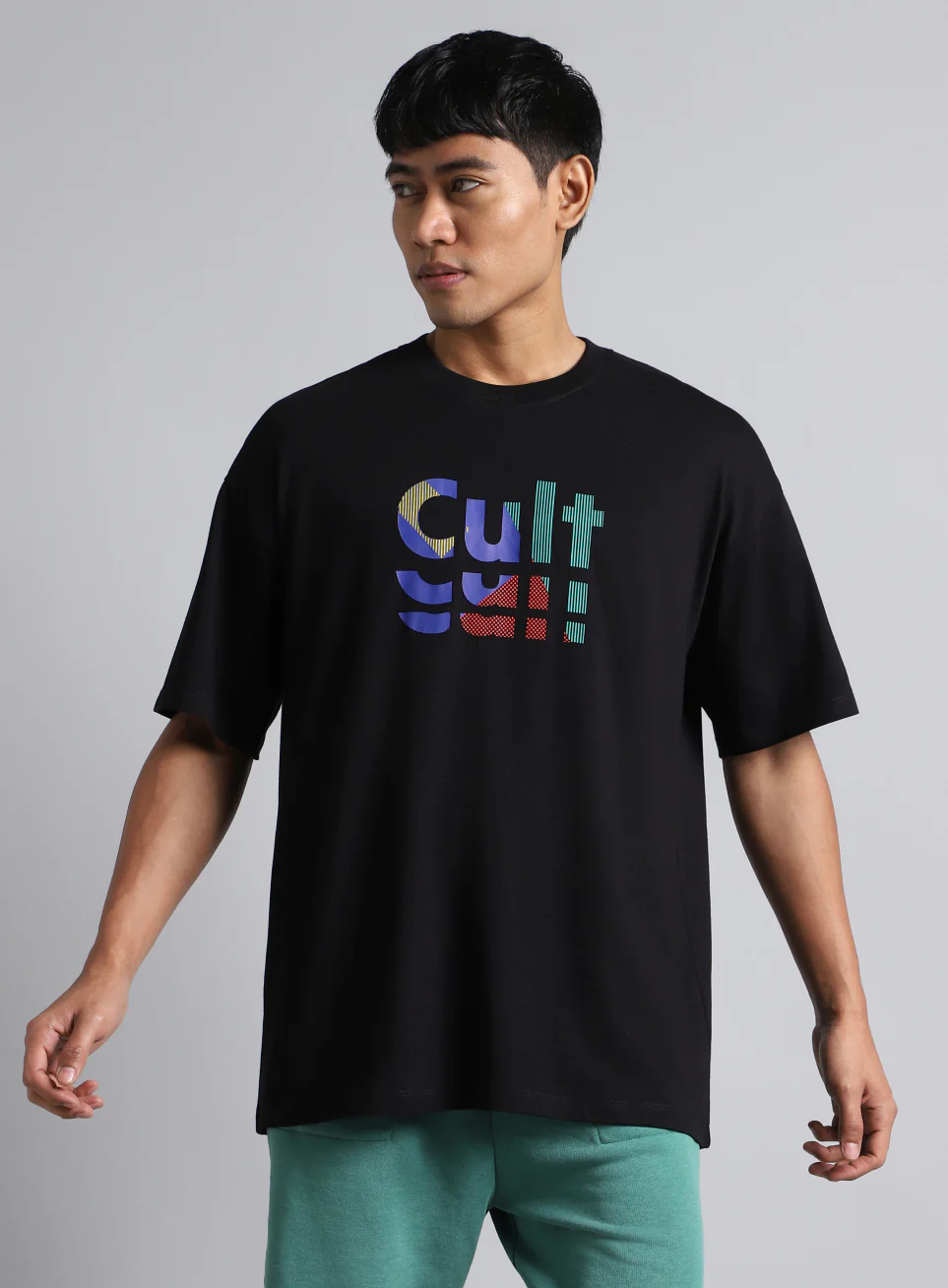 Men's Black Cult Graphic Oversized Fit T-shirt - Image 4