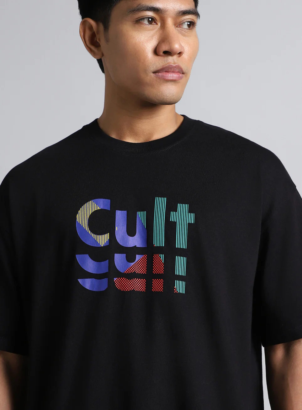 Men's Black Cult Graphic Oversized Fit T-shirt - Image 7