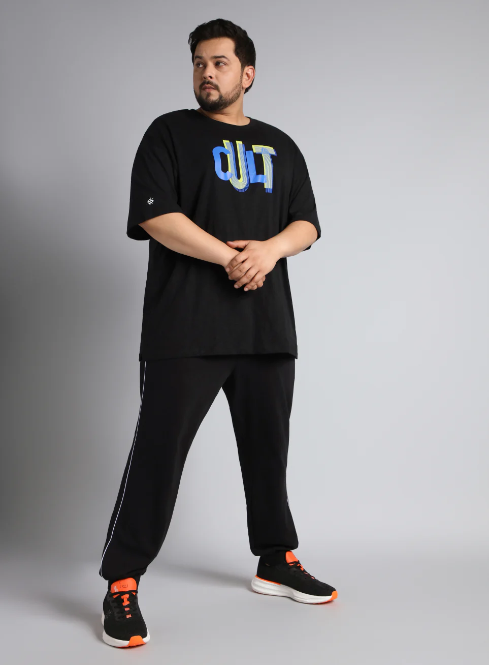 Men's Black Cult Graphic Plus Size Oversized fit T-shirt - Image 3
