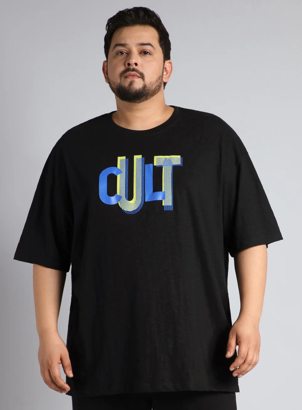 Men's Black Cult Graphic Plus Size Oversized fit T-shirt - Image 4