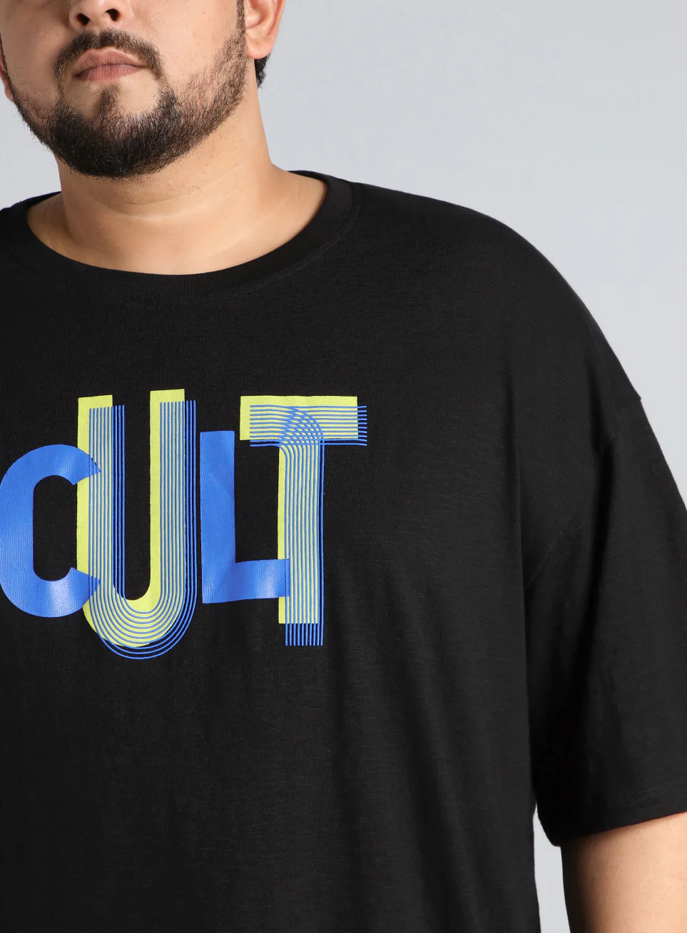 Men's Black Cult Graphic Plus Size Oversized fit T-shirt - Image 7