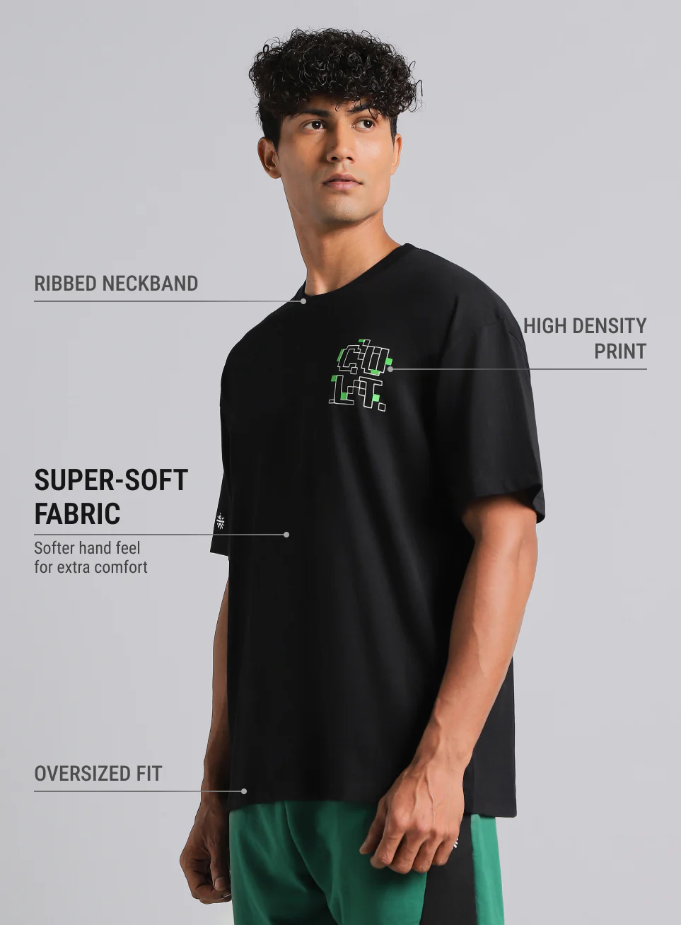 Men's Black Cult Power Play Oversized Fit T-shirt - Image 5