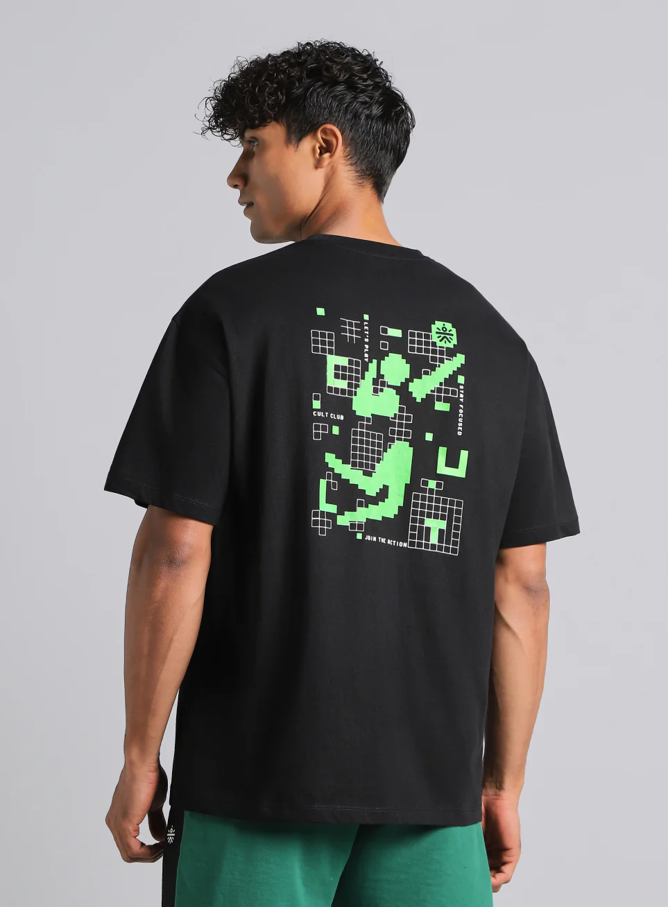 Men's Black Cult Power Play Oversized Fit T-shirt - Image 6