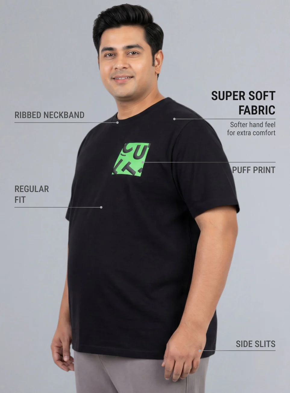 Men's Black Cult Print Plus Size Graphic T-shirt - Image 5