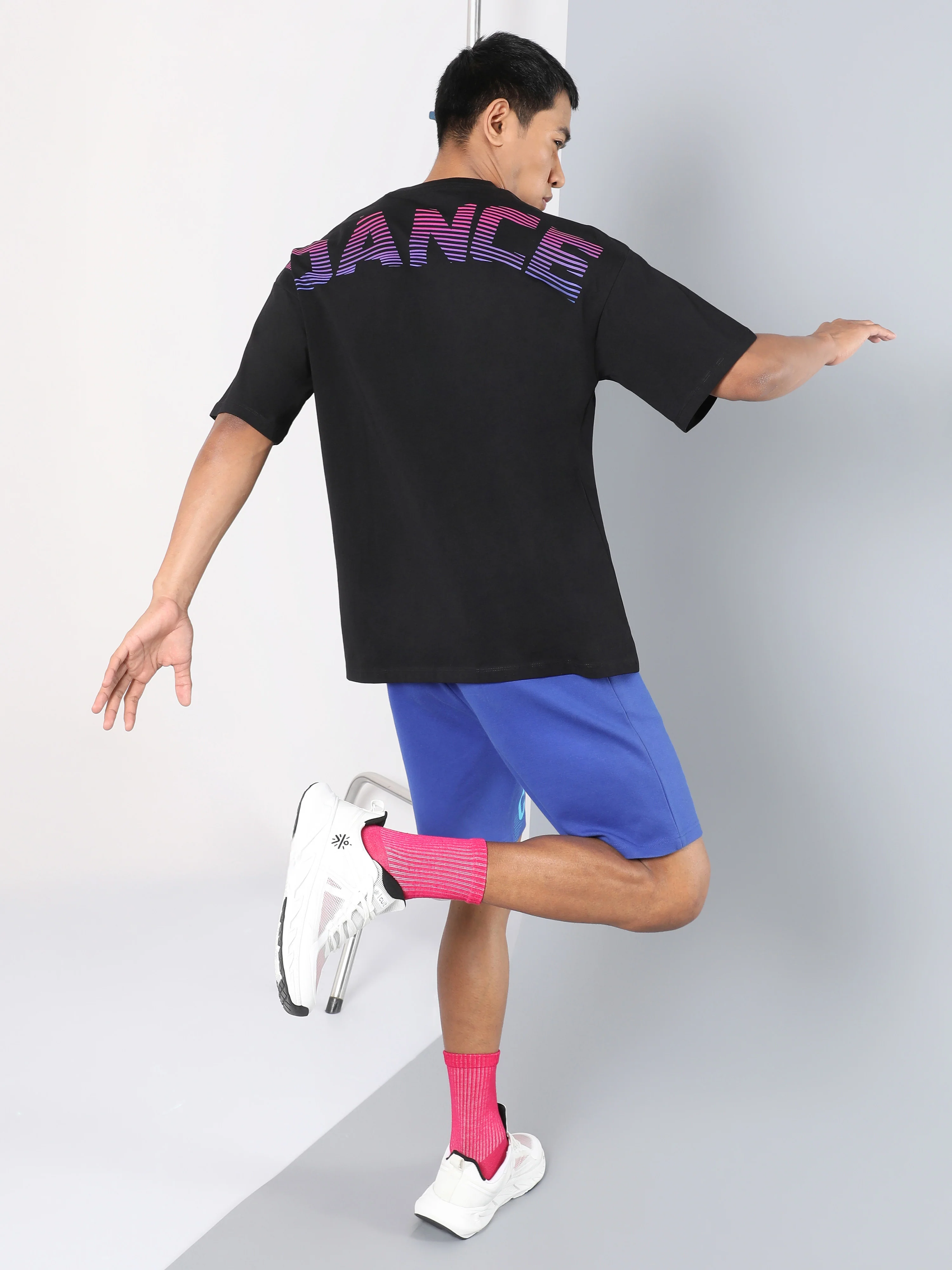 Men's Black Dance Back Print Oversized fit T-shirt - Image 3