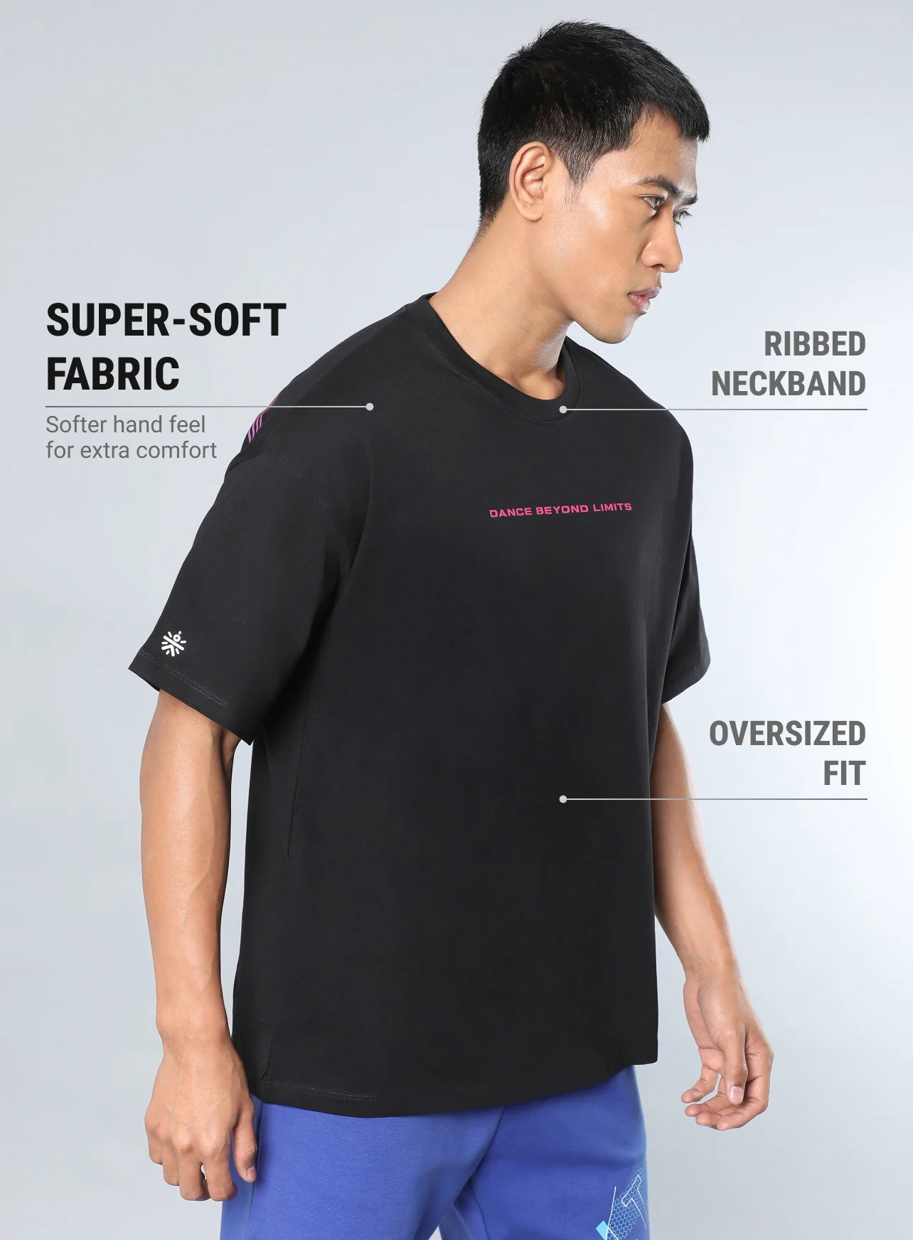 Men's Black Dance Back Print Oversized fit T-shirt - Image 5