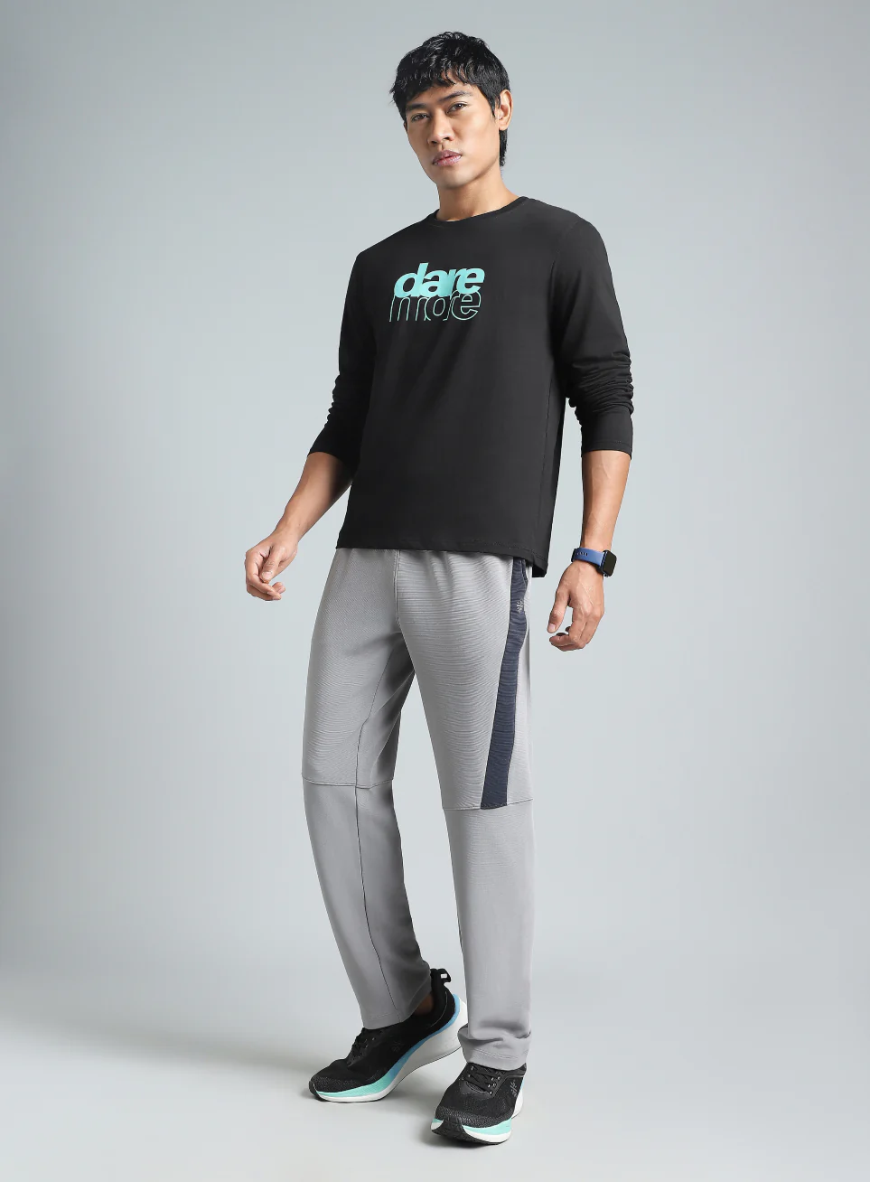 Men's Black Dare More Graphic Full Sleeve T-Shirt - Image 2