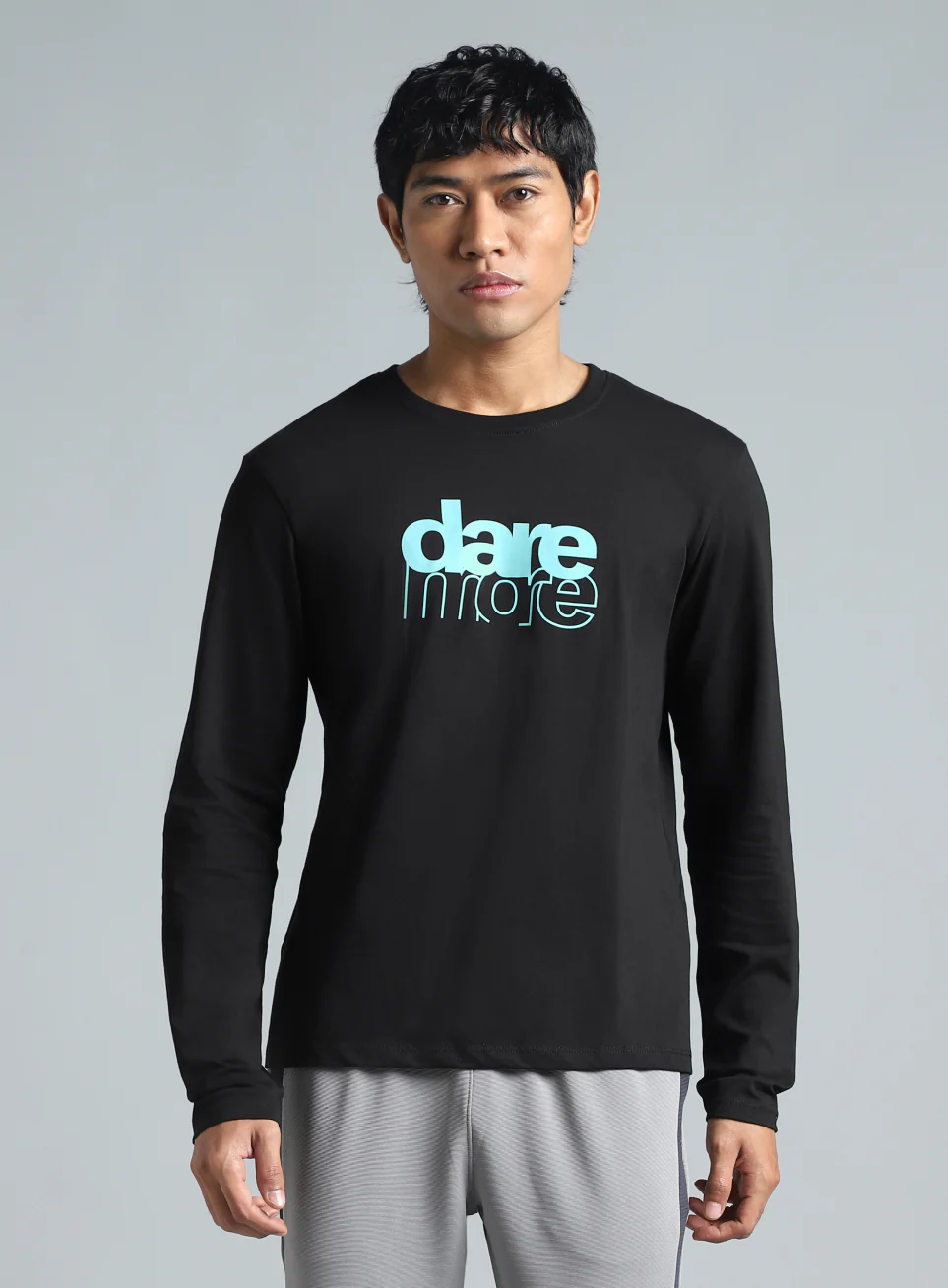 Men's Black Dare More Graphic Full Sleeve T-Shirt - Image 4