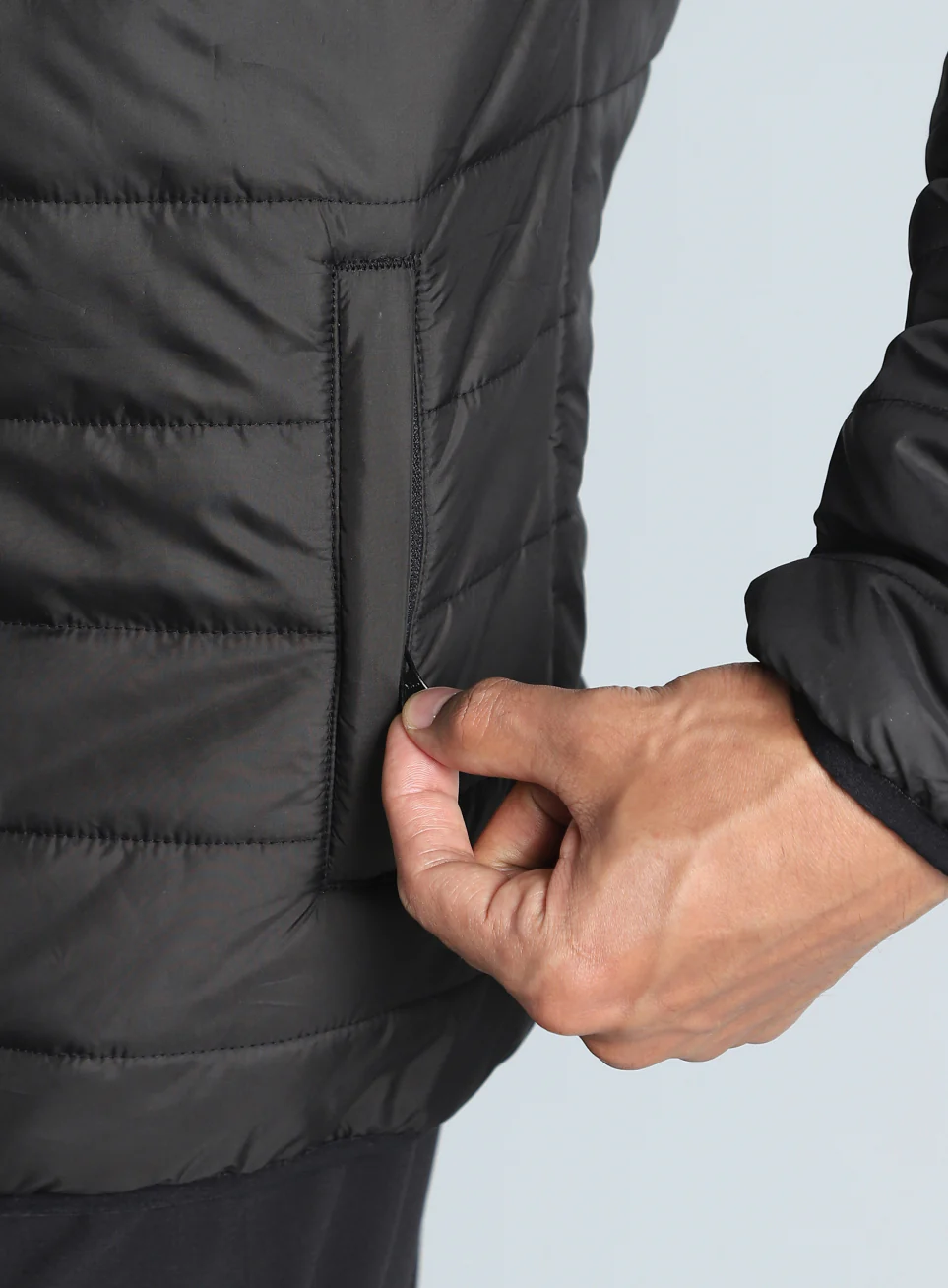 Men's Black Detachable Hoodie Puffer Jacket - Image 11