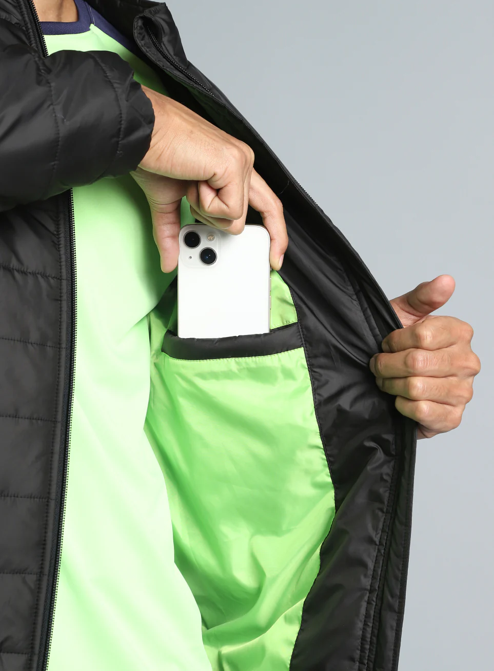 Men's Black Detachable Hoodie Puffer Jacket - Image 13