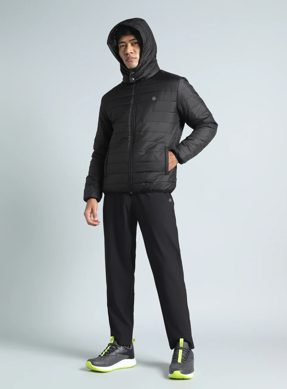 Men's Black Detachable Hoodie Puffer Jacket - Image 2