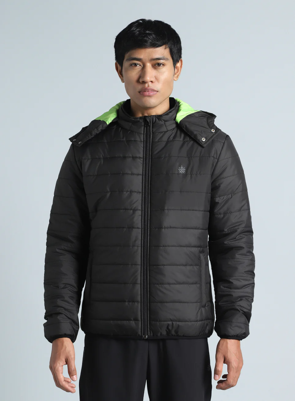 Men's Black Detachable Hoodie Puffer Jacket - Image 4