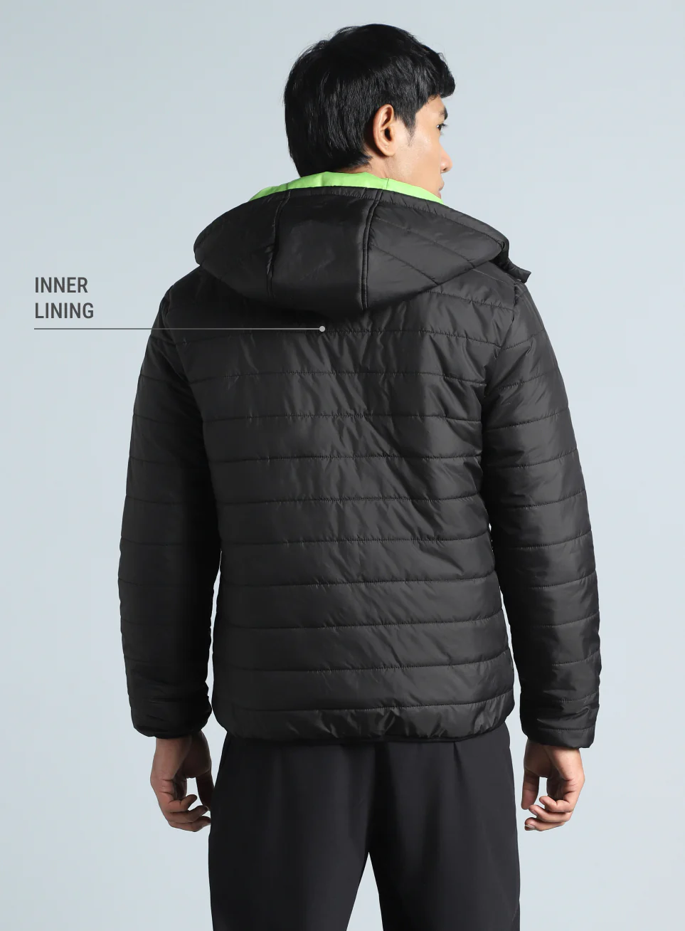 Men's Black Detachable Hoodie Puffer Jacket - Image 6