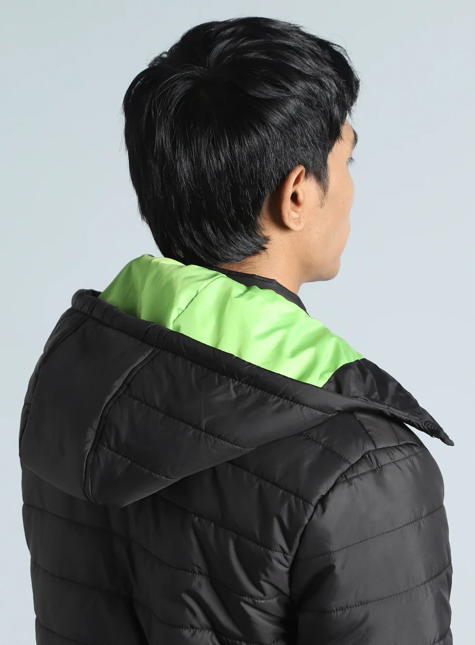 Men's Black Detachable Hoodie Puffer Jacket - Image 9